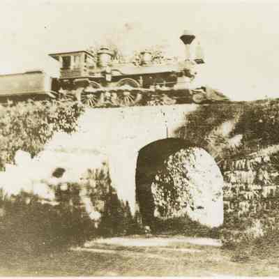Arch Bridge: Train Crossing Stanley's Arch Bridge, 1884
