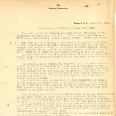 Wyoming Civic Association: Meeting Minutes of Wyoming Association, 1908