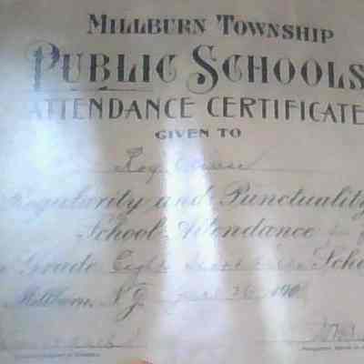Oliver: Roy Oliver's Short Hills School Certificate of Attendance, 1903