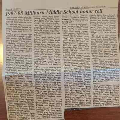 Millburn Middle School: 1997-98 Honor Roll