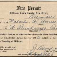 Warnock: Malcolm Warnock Permit for Bonfires, 1942