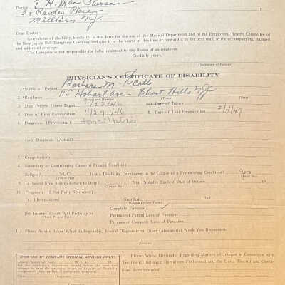 Macpherson: Medical Department Form, 1947