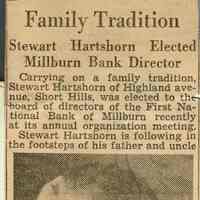 Hartshorn: Stewart Hartshorn III Bank of Millburn Director Article, 1947