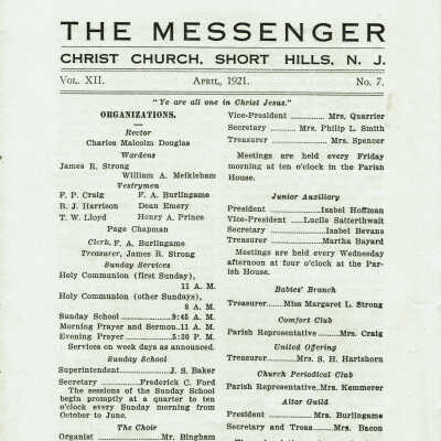 Christ Church: The Messenger, April 1921