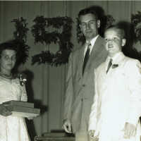 Glenwood School Principal Richard Conover at School Event, 1953