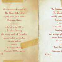 Short Hills Club Christmas Dance Invitations 1950s