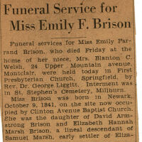 Brison: Emily Farrand Brison Funeral Announcement, 1933