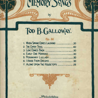 Blood: Memory Songs by Tod B. Galloway Sheet Music, 1897