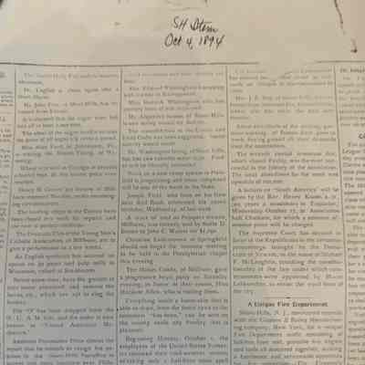 Fire Department: The Item - October 4th, 1894