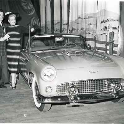 Jacqueline James and Warde Donovan Travel in a Thunderbird to the Dutch Country in Pennsylvania in Plain and Fancy, 1956.
