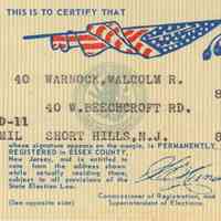 Warnock: Malcolm R. Warnock Voter Registration Card