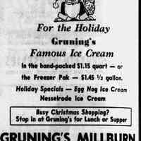          Gruning's Millburn Advertisement, The Item, December 15, 1955
   