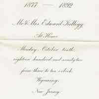          Kellogg: Invitation to 15th Wedding Anniversary Celebration, 1892 picture number 1
   