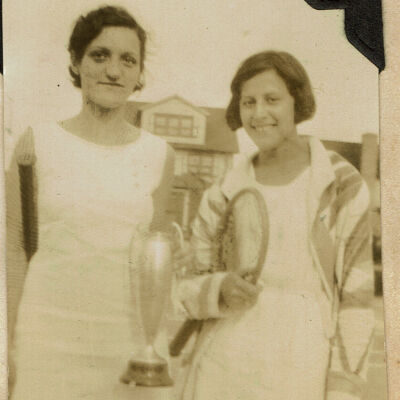 Tennis: Champions Julia LaRocca and Kay Boslavage annual town tournament,1930