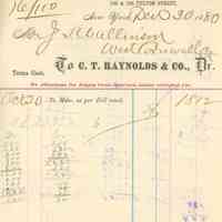Bosworth: Charles T. Raynolds & Co. Receipt, 1880