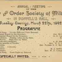 Millburn Law and Order Society Meeting Announcement, 1892