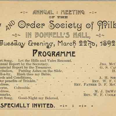 Millburn Law and Order Society Meeting Announcement, 1892
