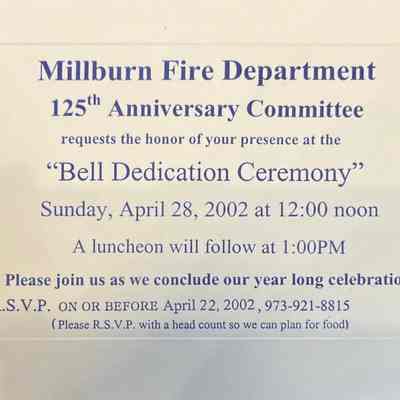 Fire Department: Bell Dedication Ceremony Invitaiton, 2002
