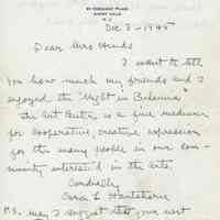          Hartshorn: Cora Hartshorn Night in Bohemia Letter to Mary Hinds, 1945 picture number 1
   