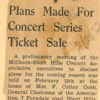 Community Concert Association: Concert Series Plans for Second Season, 1952