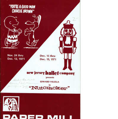 You're a Good Man Charlie Brown and New Jersey Ballet Nutcracker, 1971 Paper Mill Playhouse Program