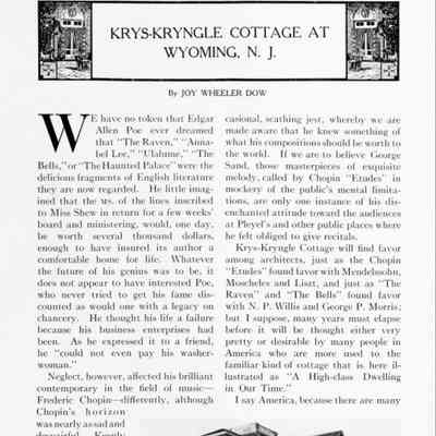 Dow: Krys-Kryngle Cottage at Wyoming, N.J., 1913