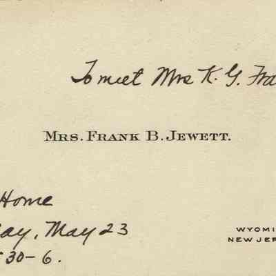 Kellogg: Mrs. Frank B. Jewett Calling Card