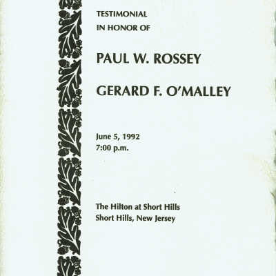 Testimonial Program in honor of Paul W. Rossey & Gerard O'Malley, 1992