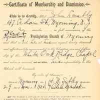 White Oak Ridge Chapel: John Lambly Certificate of Transfer, 1934