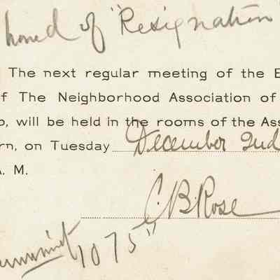 Kellogg: Neighborhood Association Board Meeting Notice, 1913