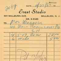 Ernst Studio: Receipt for Ernst Studio, 1963