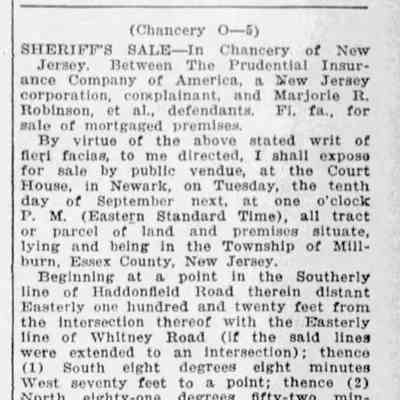 18 Whitney Road Sheriff's Sale, Item, Friday, September 6, 1935.
