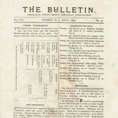 Item Printers: Summit YMCA Bulletin, 1895