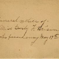          Brison: Emily Farrand Brison Funeral Announcement, 1933 picture number 2
   