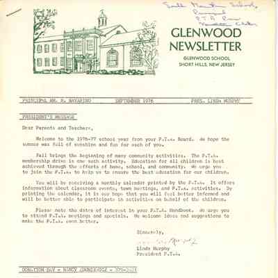 Glenwood School: Glenwood PTA Newsletters, 1976-1977