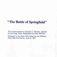 Short Hills School: Battle of Springfield Mural Program, 1977