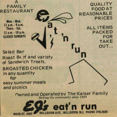 Eat'N Run Restaurant Advertisement, 1978