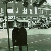 Milburn Avenue and Main Street 1940s, Whelan Drugs