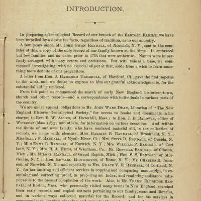 Randall Family Genealogy 1666-1879