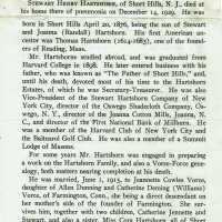 Stewart Henry Hartshorn Jr. Obituary for NJ Historical Society, 1929