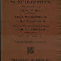 Hack: Harold Hack Estate Auction Catalog Parke-Bernet Galleries, 1938