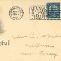 Worden: Envelope to Edward C. Worden from Washington, D.C., 1925