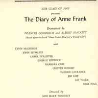 Millburn High School: Diary of Anne Frank, 1964