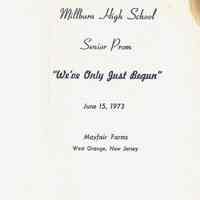 Millburn High School: Senior Prom Invitation, 1973