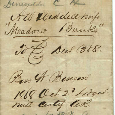 Brison: Ben W. Benson Deed to "Meadow Banks," 1868