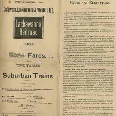 Railroad: Delaware, Lackawanna & Western Railroad Suburban Train Time Tables & Fares, 1902