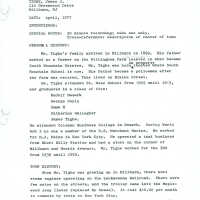          Short Personal History with a description of the center of town, when tighe was young; 2 pages
   