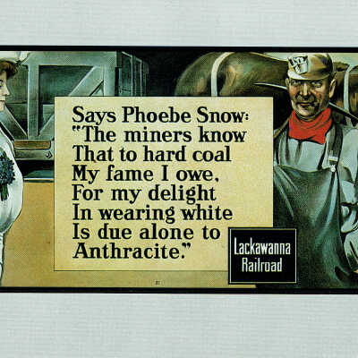 Railroad: Lackawana Railroad Advertising Postcard: Phoebe Snow for the Road of Anthracite Campaign, c. 1910