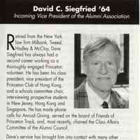 Siegfried: David Siegfried Vice President of Princeton Alumni Association, 2005