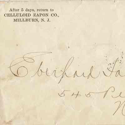 Zapon: Celluloid Zapon Envelope, 1898